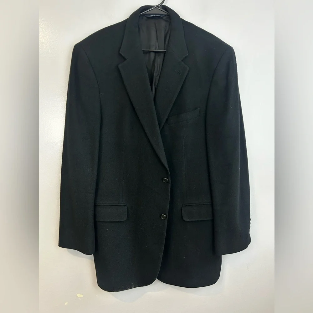 Brooks Brothers 100% Camel Hair Black Jacket Blazer Size 43L / 43 Long